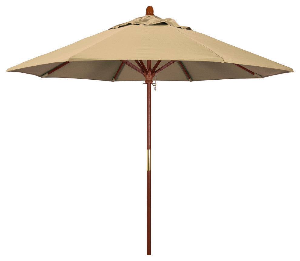 9' Square Push Lift Wood Umbrella, Beige Pacifica