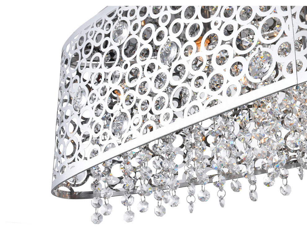 Bubbles 16 Light Drum Shade Chandelier With Chrome Finish