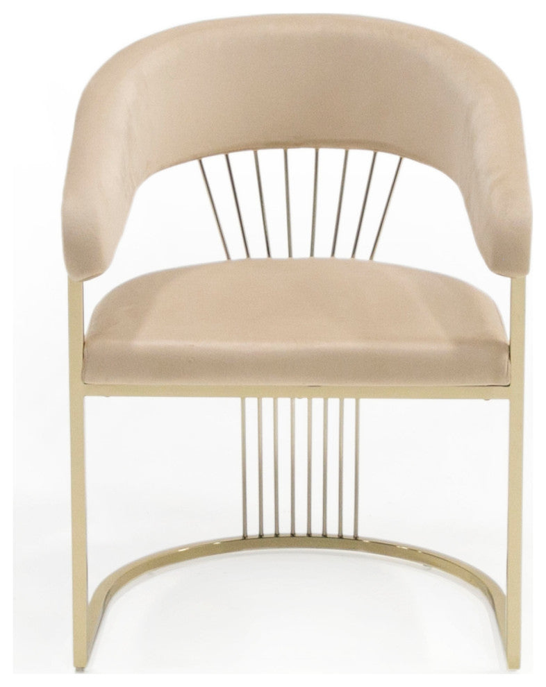 Modrest Linda Modern Beige Velvet and Gold Dining Chair