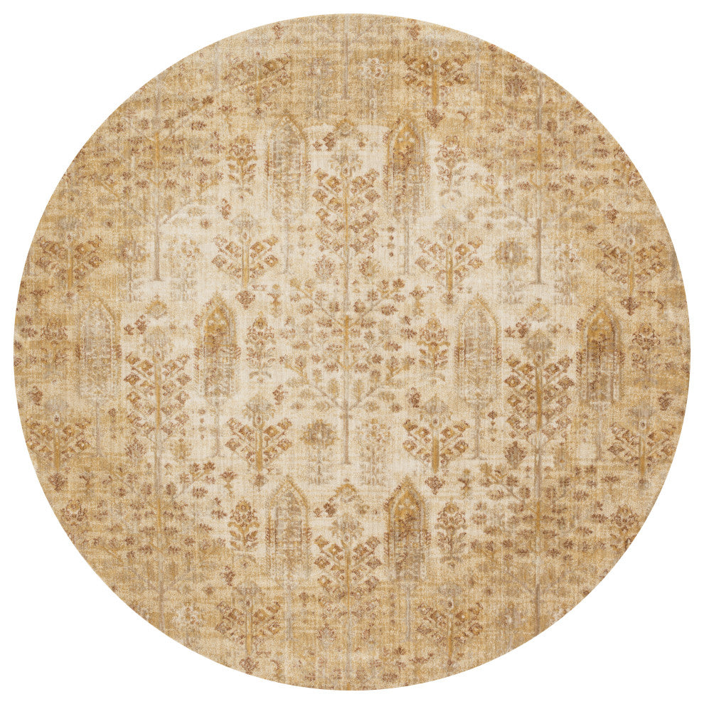 Ivory Gold Anastasia Area Rug by Loloi, 5'3"x5'3" Round