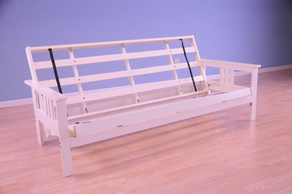 Caleb Frame Futon With Antique White Finish, Frame Only