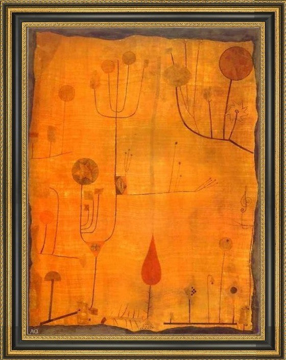 Paul Klee Fruits on Red - 18" x 24" Framed Premium Canvas Print