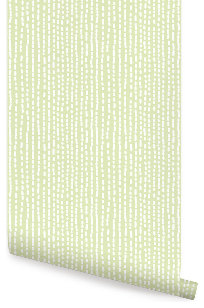Line Art Peel and Stick Vinyl Wallpaper, Key Lime Green, 24"w X 60"h