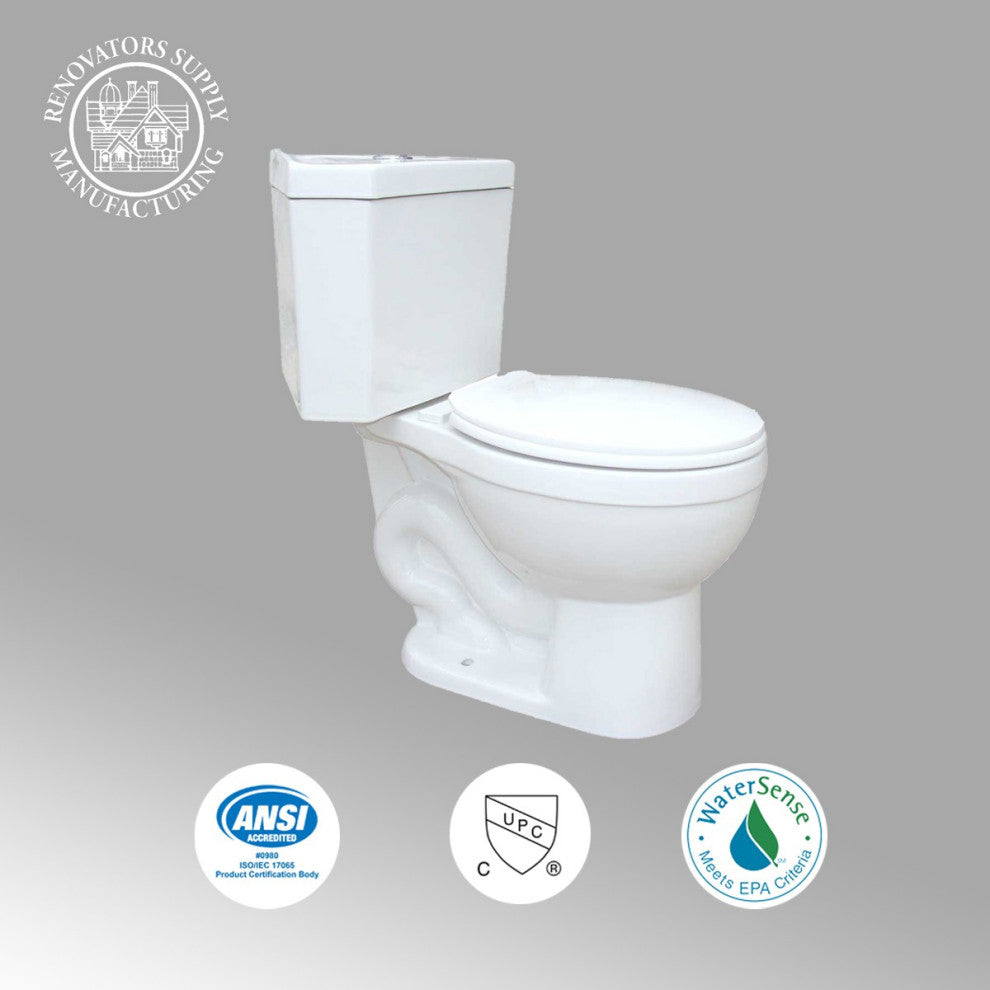 Troyt White Corner 2-Pc Round Toilet White WaterSense Dual Flush