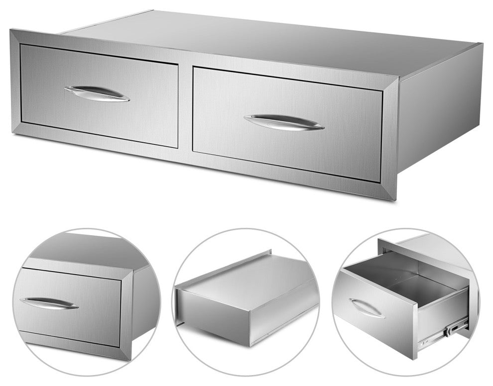 Outdoor Kitchen Drawers 30" W x 10" H x 20" D Horizontal Double BBQ Access