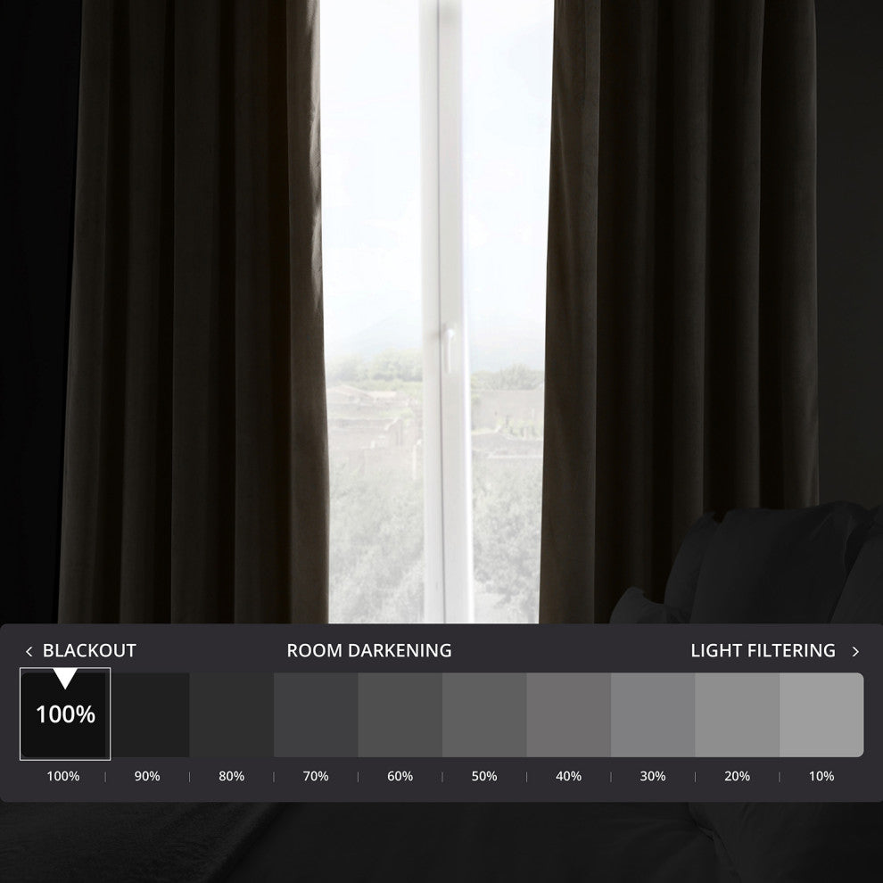 Signature Java Blackout Velvet Curtain Single Panel, 50"x84"
