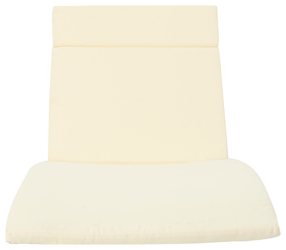 GDF Studio Olivia Outdoor Chaise Lounge Chair  With Off-White Cushion, Set of 2,