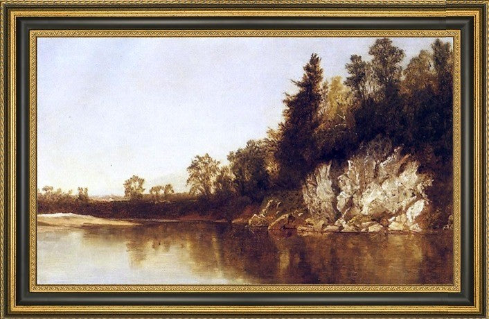 John Frederick Kensett the Still Pool Framed Premium Canvas Print, 16"x24"
