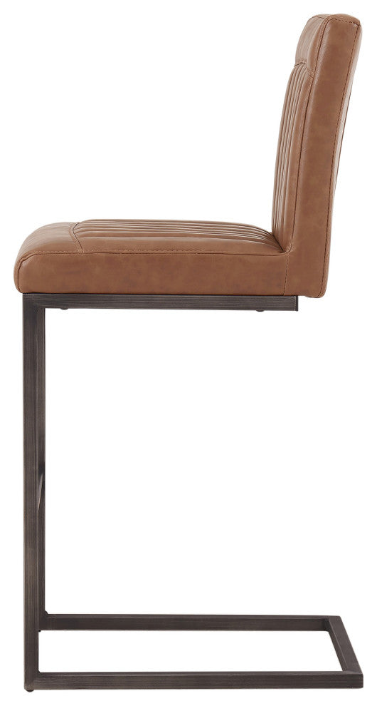 Ronan Bar/ Counter Stool, Set of 2, Antique Cigar Brown, Counter Stool, Faux Leather