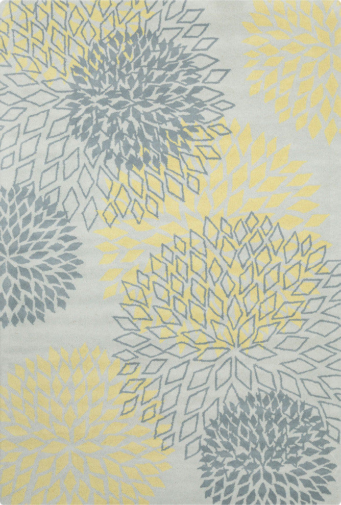 Stella Contemporary Area Rug, Gray and Yellow, 8'x10'