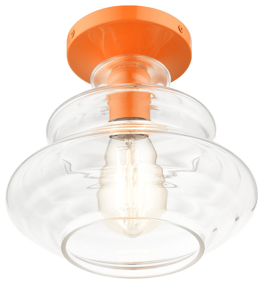 1 Light Shiny Orange Semi-Flush