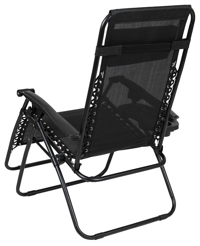 Adjustable Folding Mesh Zero Gravity Reclining Lounge Chair, Set of 2, Brown