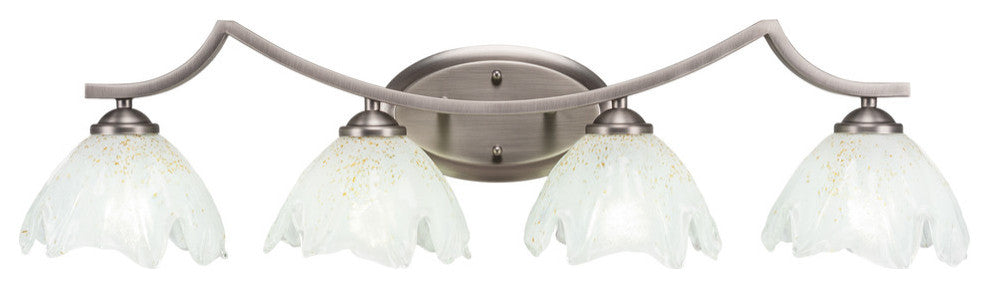 Zilo 4 Light Bath Bar, Graphite Finish, 7" Gold Ice Glass