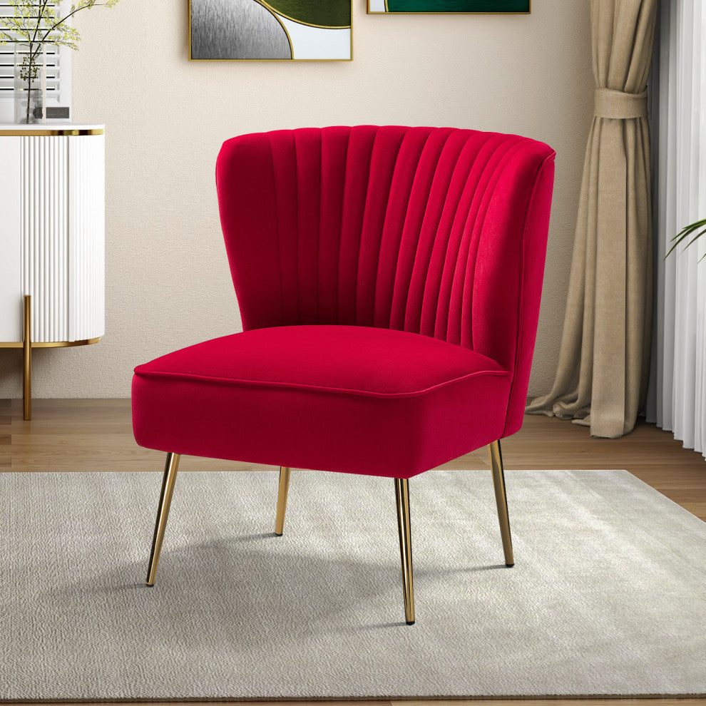 Velvet Accent Dining Chair, Red