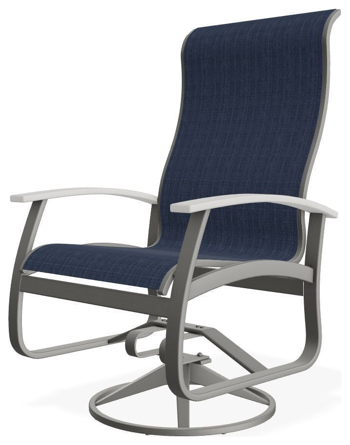Belle Isle Sling Outdoor Swivel Rocker, Mavi/Snow
