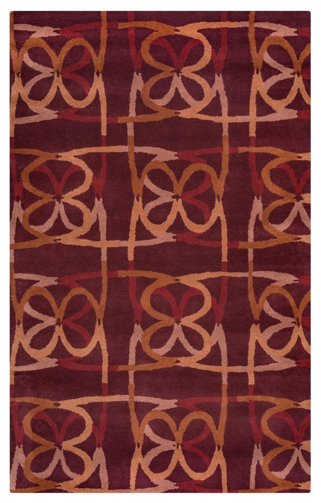 Bradberry Downs BD8887 Burgundy Abstract Area Rug, Rectangular 9'x12'