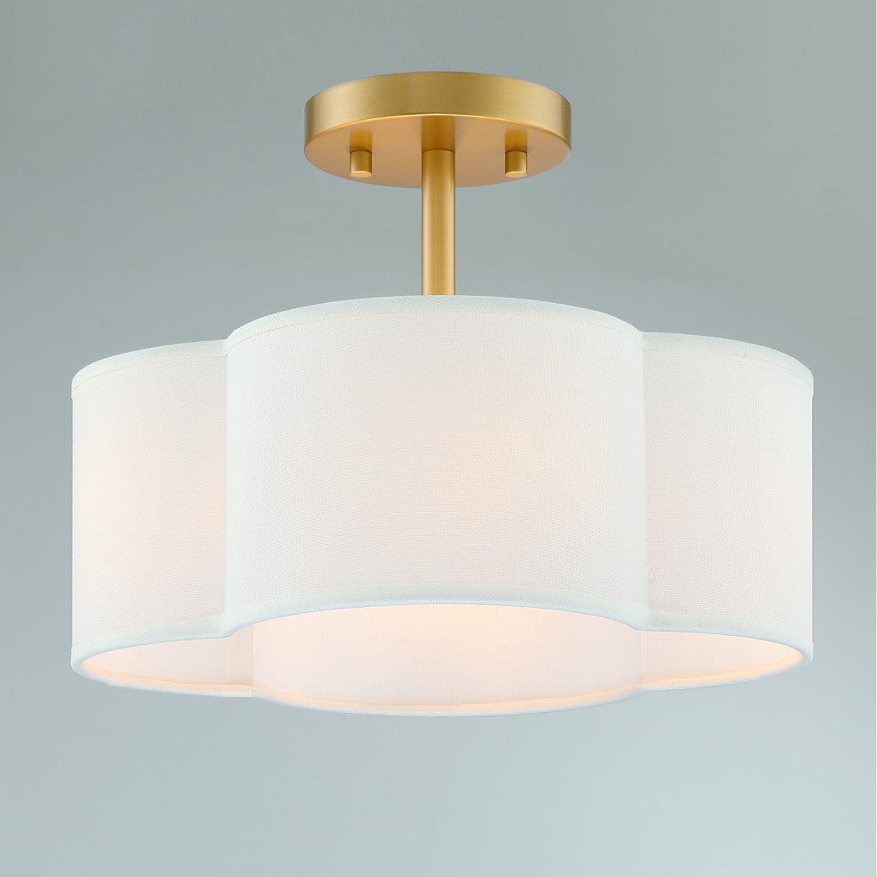 4-Light Scallop Semi Flush Mount Ceiling Light, Gold