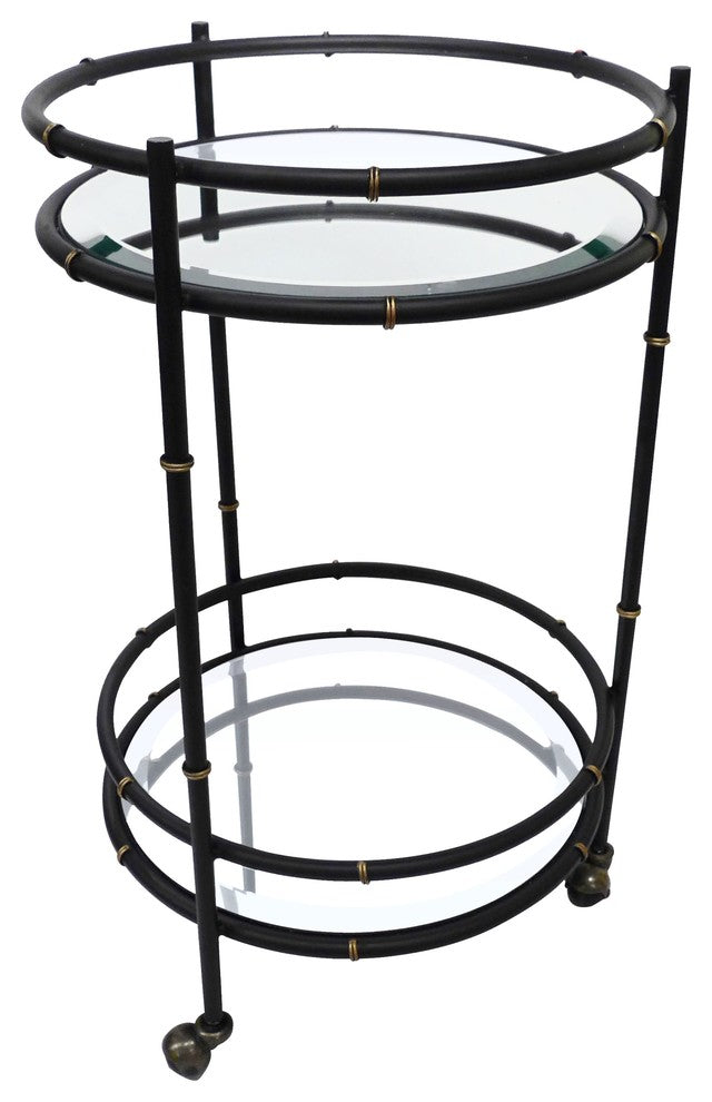 Bamboo Bar Cart, Black and Gold