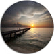 Long Boardwalk Into The Sunset Sea, Sea Bridge Round Wall Art, 36"