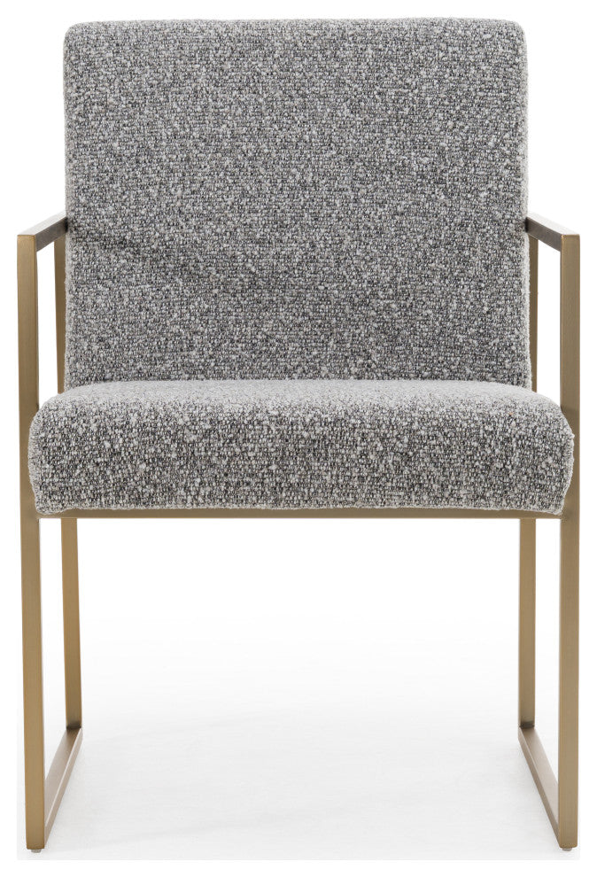 Modrest Suzanne Modern Grey Fabric + Antique Brass Dining Chair