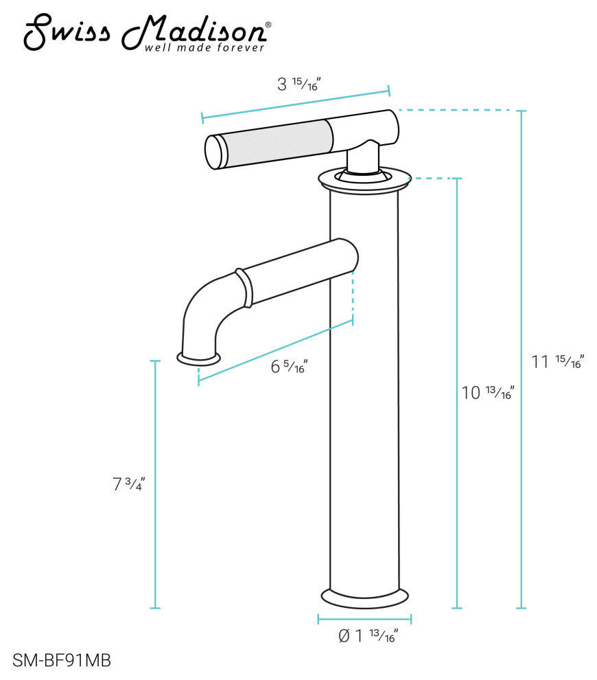 Avallon Single Hole Sleek, High Arc Bathroom Faucet, Matte Black