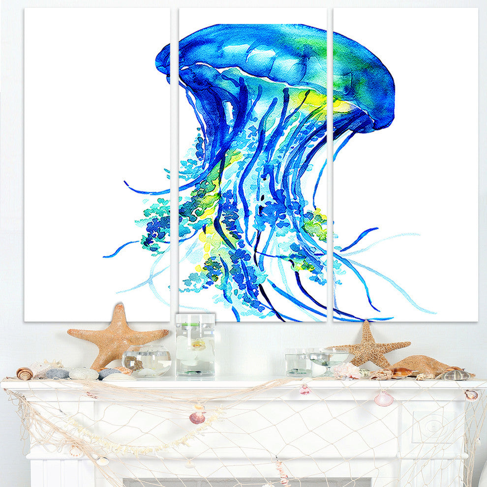 "Ocean Water Jellyfish" Digital Metal Wall Art, 3 Panels, 36"x28"
