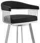 Chelsea Black Faux Leather and Brushed Stainless Steel Swivel Bar Stool, 30"
