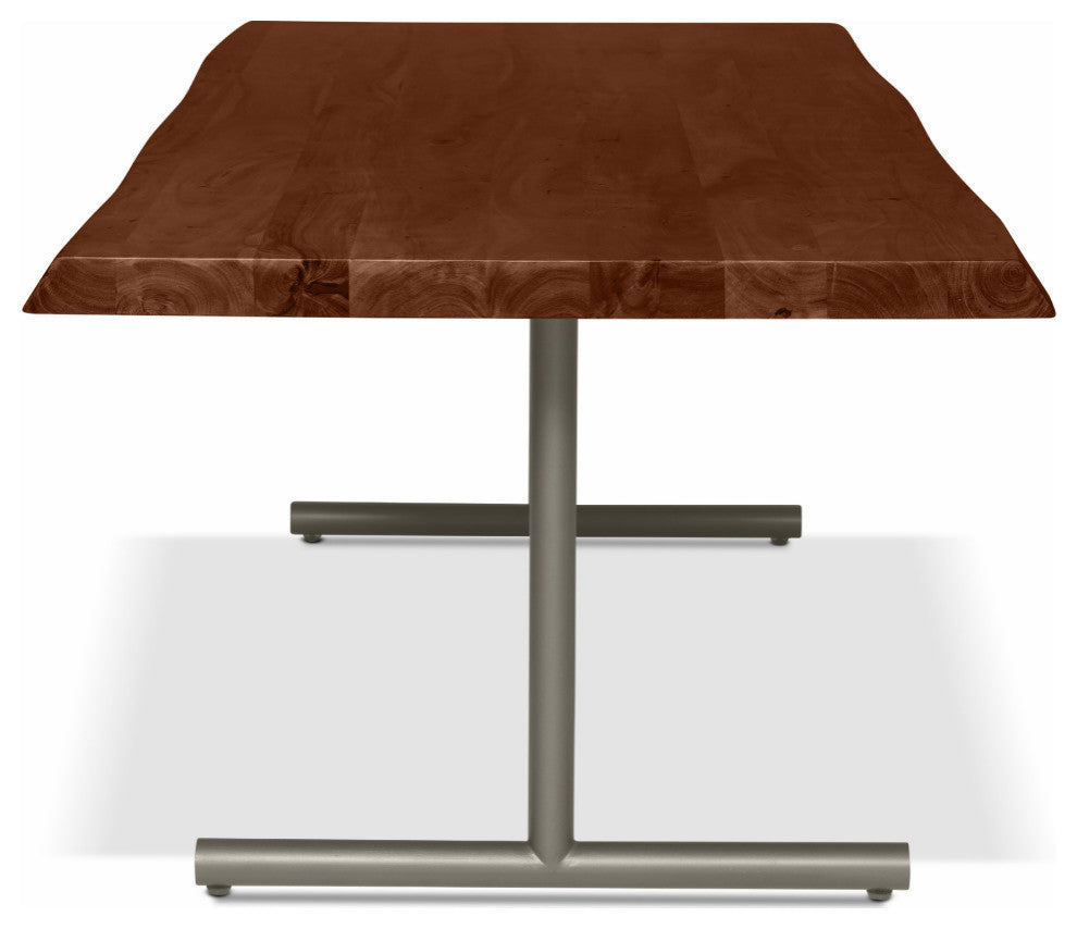 Brooks Dining Table, T Base, 40"x116", Americano Top, Pewter Base