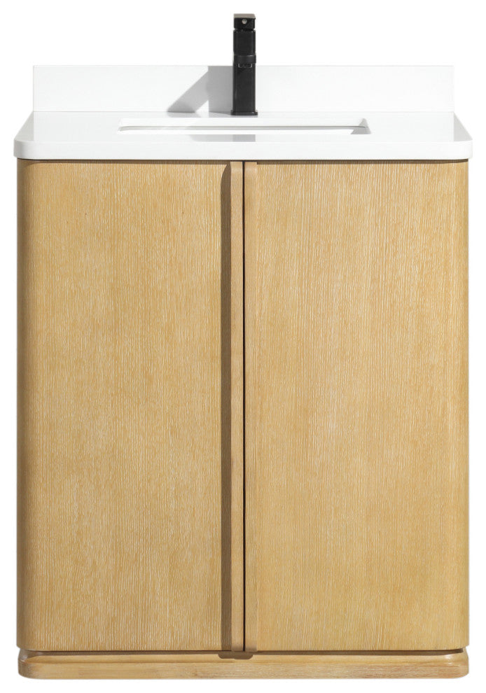 Lucas Bathroom Vanity, Washed Oak, 30", Single Sink, Freestanding