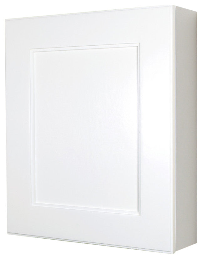 White Shaker Style Wall-Mount Medicine Cabinet, Shaker White Plain Panel