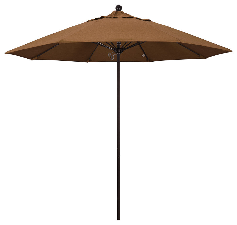9' Fiberglass Umbrella Pulley Open Bronze, Sunbrella, Teak