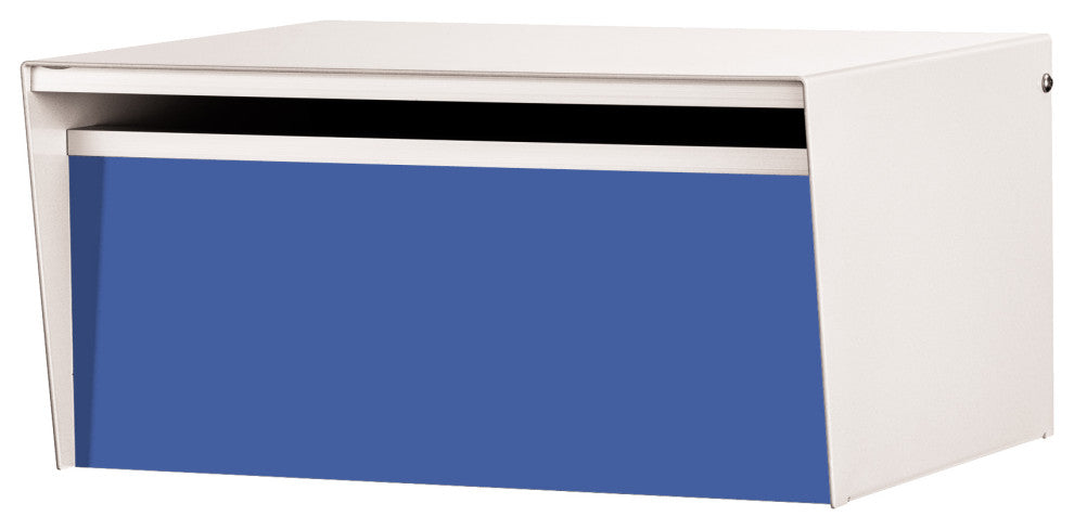 Metro Back Opening Aluminum (Silver Casing) Mailbox, Blue