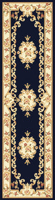 Corinthian 5310 Black, Ivory Aubusson Rug, 5'3"x7'7"