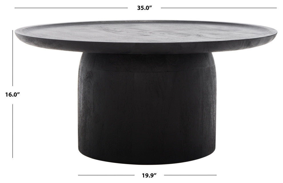 Safavieh Couture Hope Round Wood Coffee Table, Black