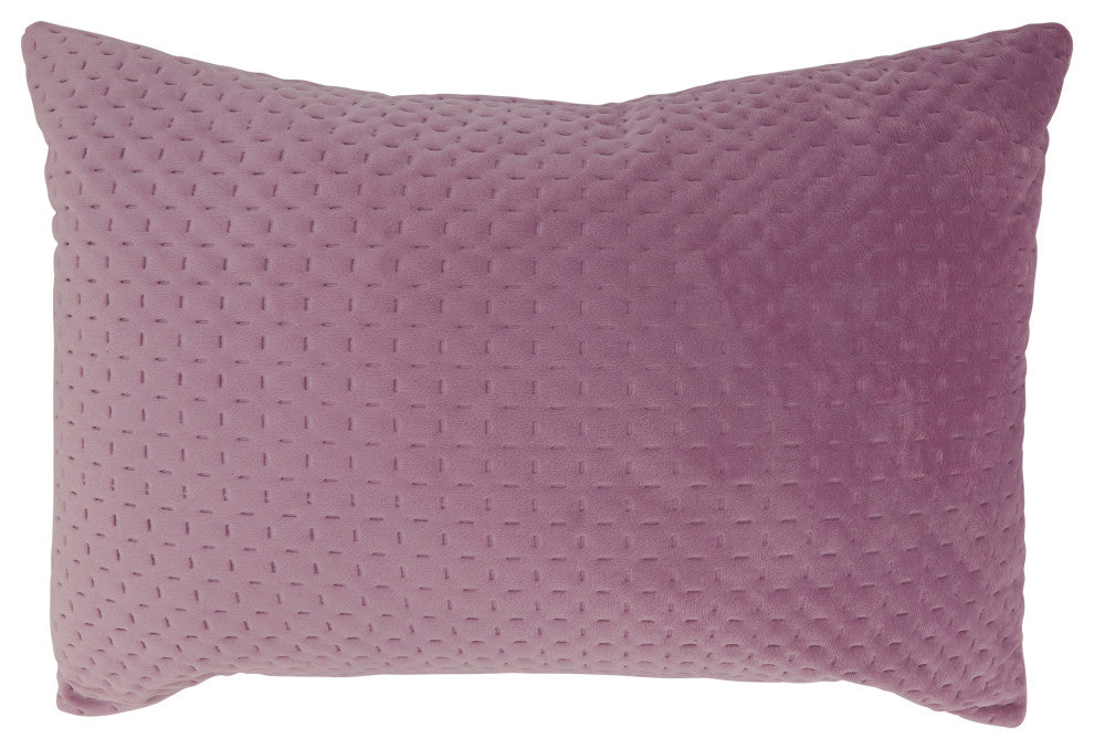 Poly-Filled Velvet Throw Pillow With Pinsonic Design, Lavender, 14"x20"