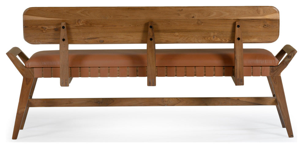 Robertson Recycled Teak Leather Bench