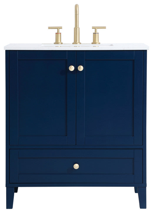 Single 18" Bathroom Vanity (Blue), Blue, 30