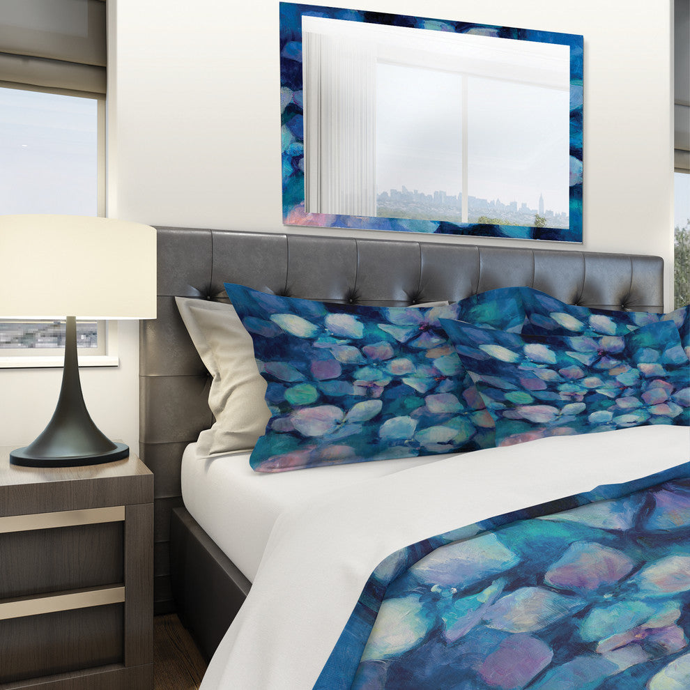 Abstract Blue Flower Petals Geometric Duvet Cover Set, Twin