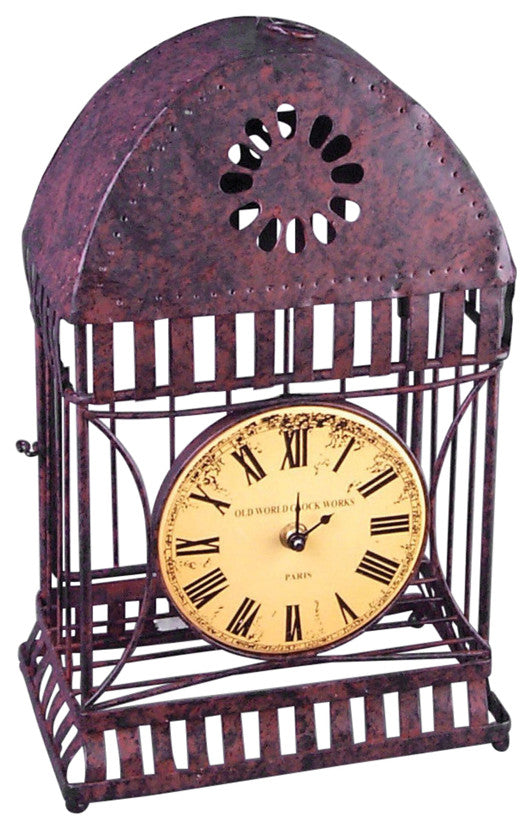 Analog Metal Quartz Tabletop Clock, Rust