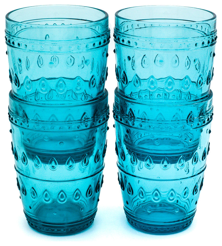 Fez Glass Hi-Ball Set of 4, Turquoise