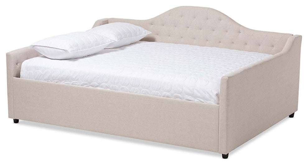Mira Fabric Upholstered Daybed, Light Beige, Queen