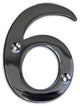 3" Brass Numeral, 6, Polished Chrome