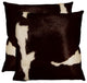 18"x18" Torino Kobe Cowhide Pillows, Set of 2, Chocolate and White