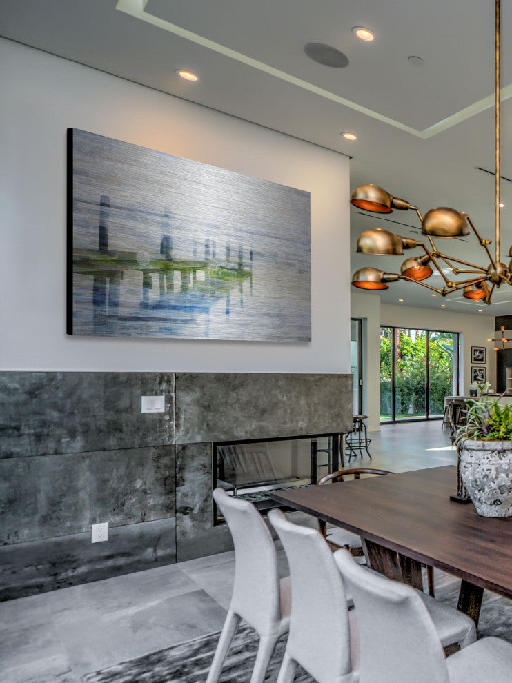 "Dock Mist" UV Ink Print on Brushed  Aluminum, 45"x30"