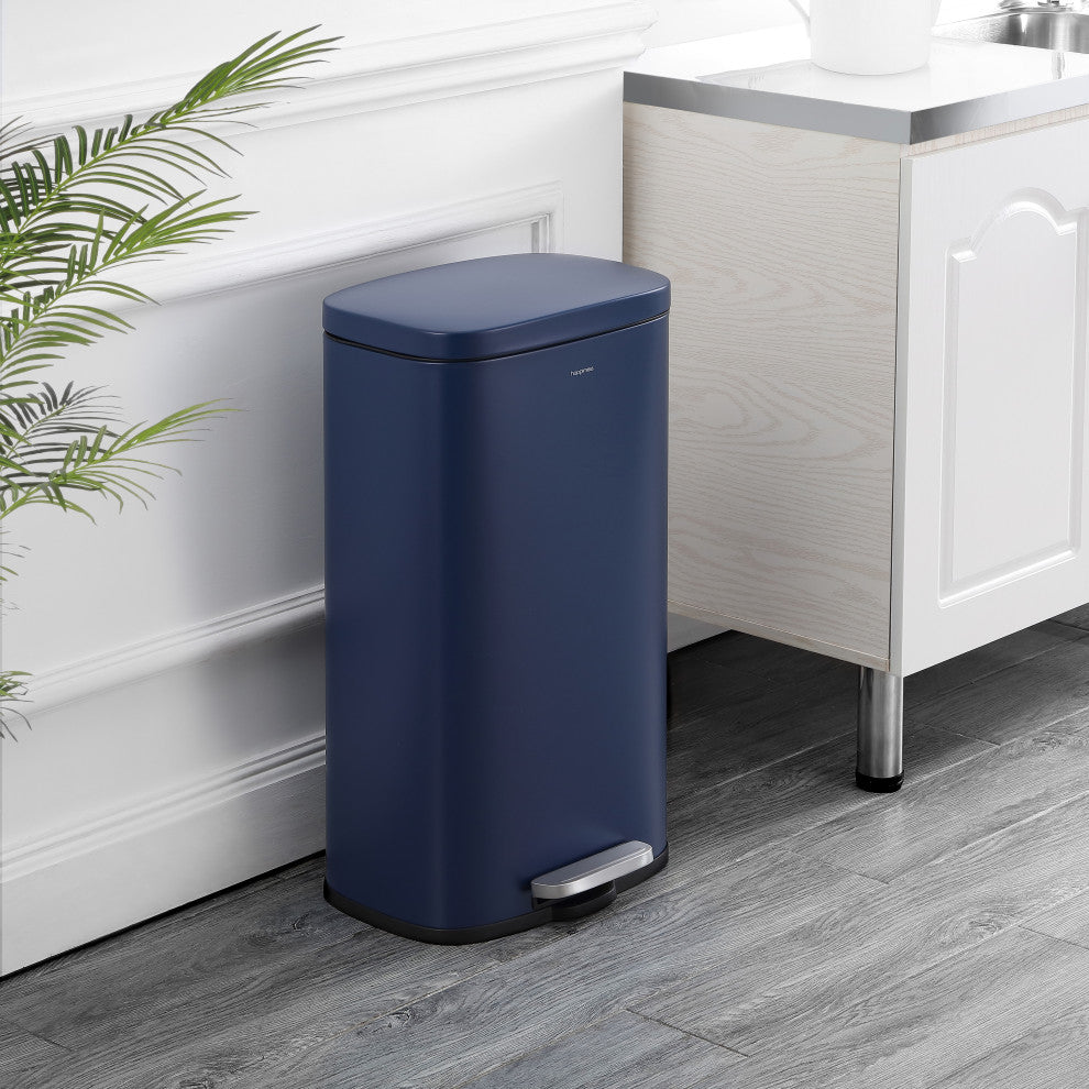 Curtis 8-Gallon Step-Open Trash Can, Navy