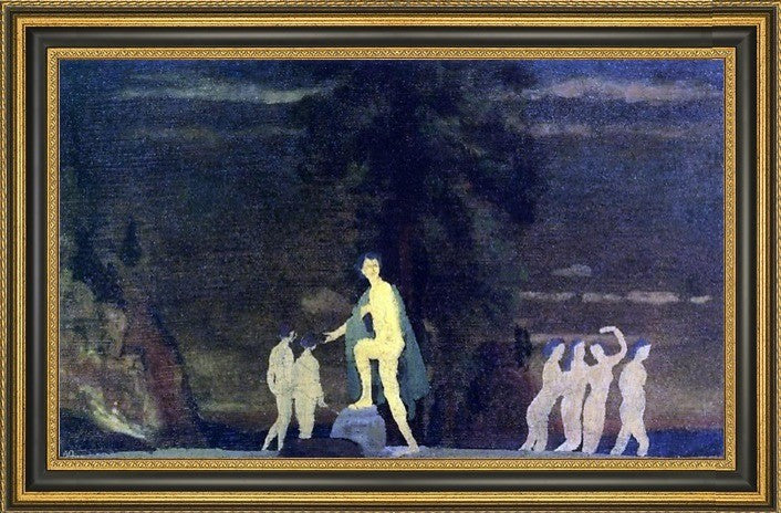 Arthur B Davies Dancers in a Landscape - 16" x 24" Framed Premium Canvas Print