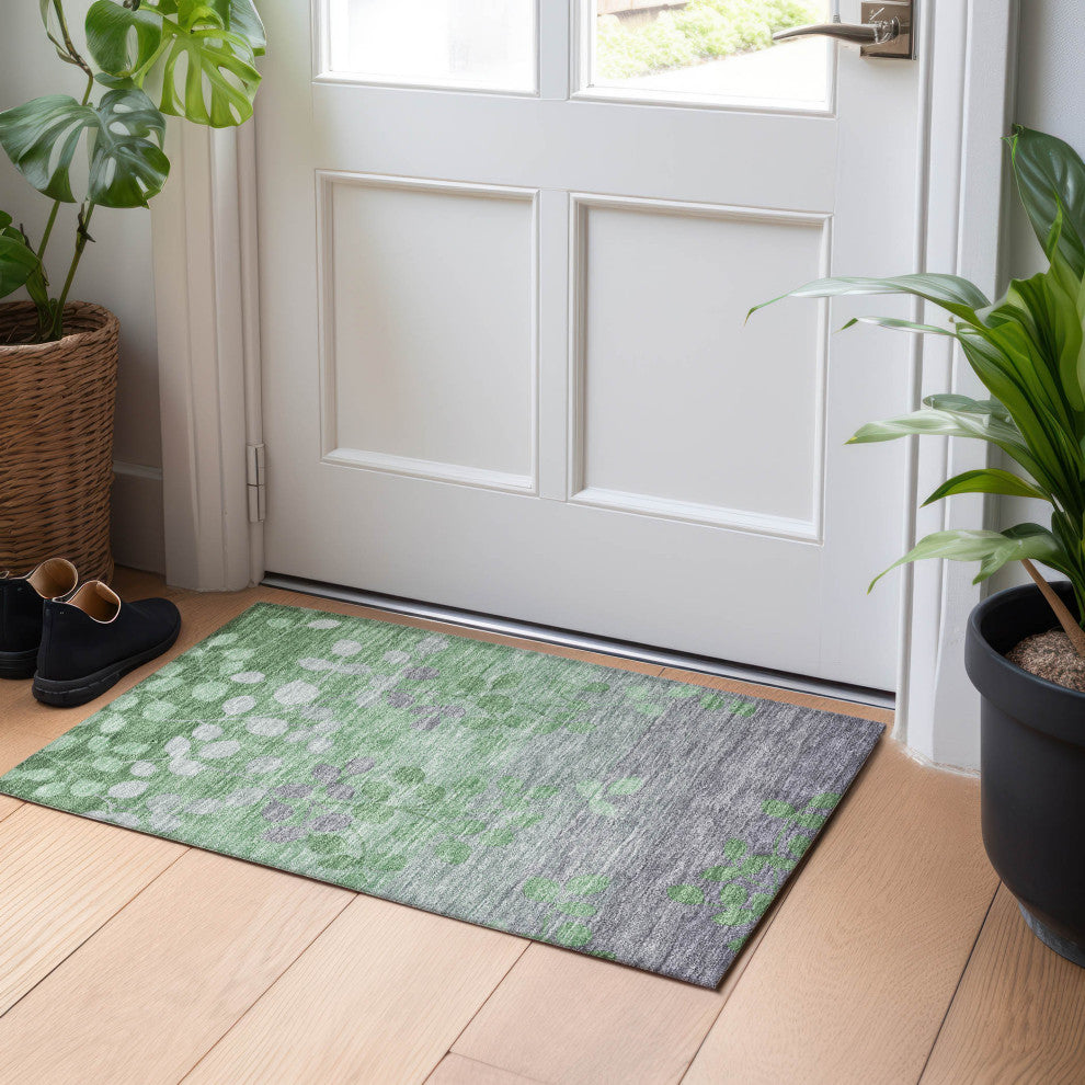 Machine Washable Indoor/Outdoor Chantille ACN1900 Green 1'8" x 2'6" Rug