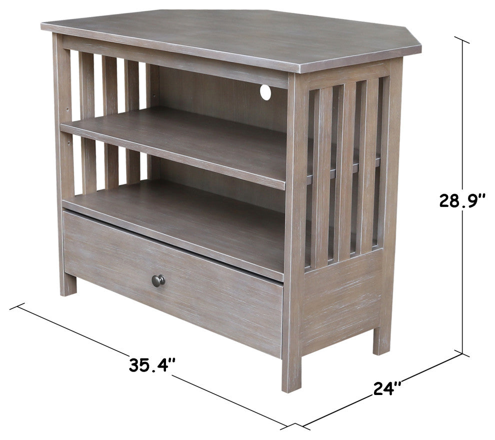 Mission Corner Entertainment / TV Stand, Washed Gray Taupe