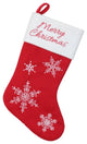 16" Red and White "Merry Christmas" Snowflake Embroidered Christmas Stocking