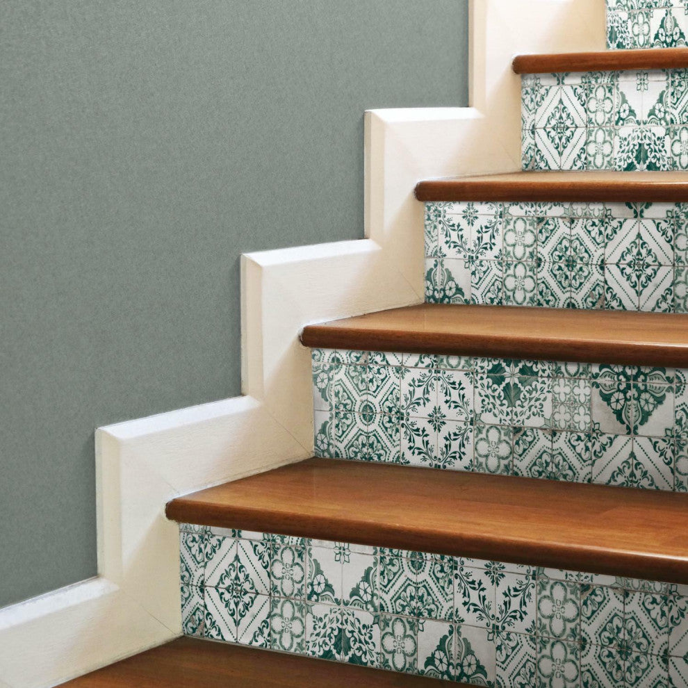 Teal Mediterranean Tile Peel and Stick Wallpaper